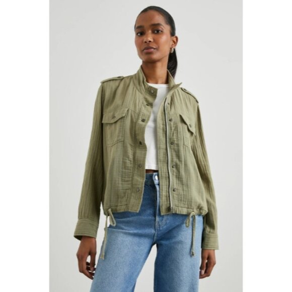 Rails Collins Green Gauze Jacket in Mermaid 100% Organic Cotton SZ L NEW $228 - Picture 1 of 4
